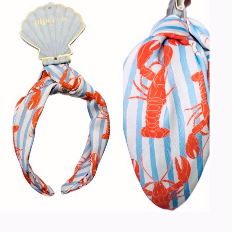 Nwt Piper K Gorgeous Satin Lobster Print Headband